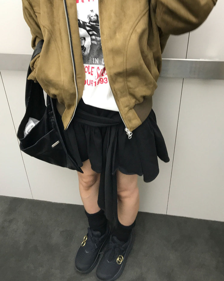 麂皮絨翻領壓線細節外套
