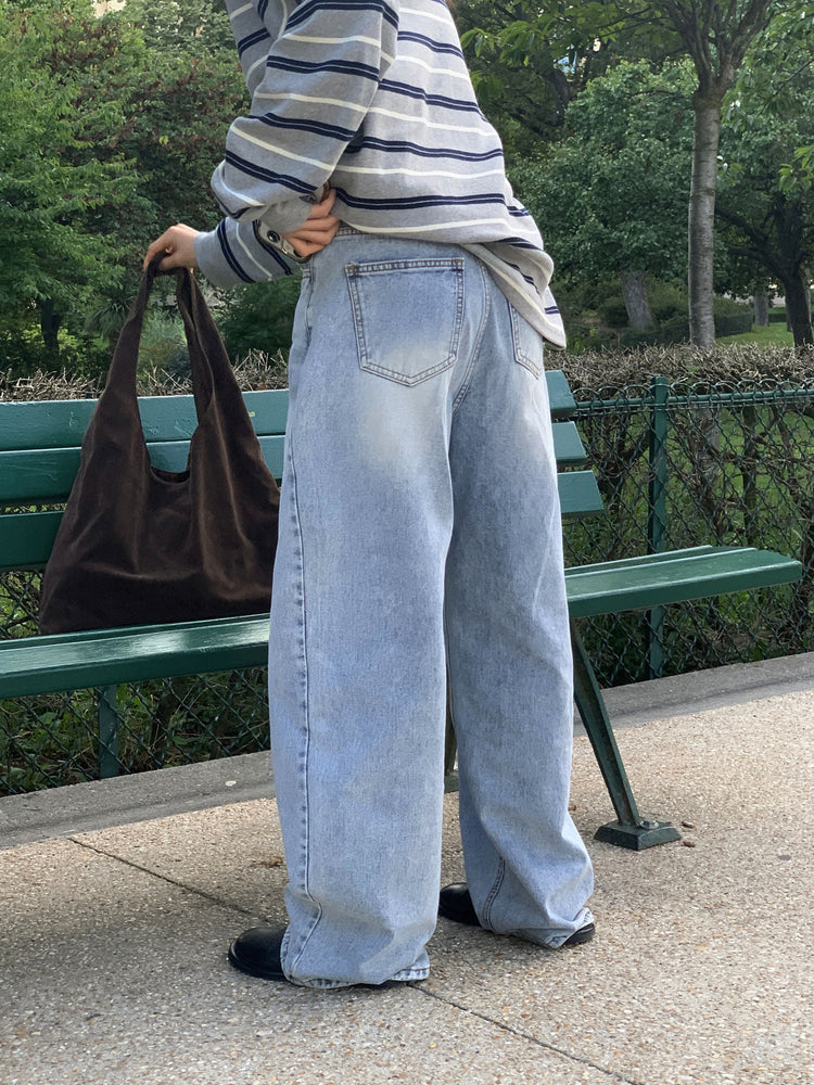 翻領撞色條紋寬鬆上衣