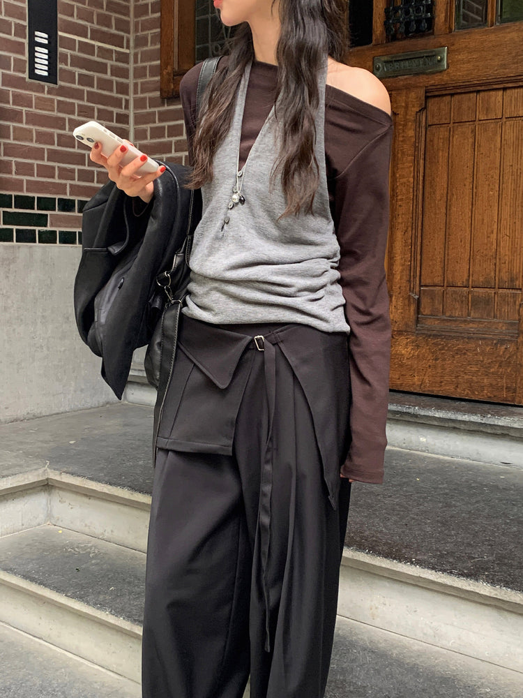 美色露肩修身上衣