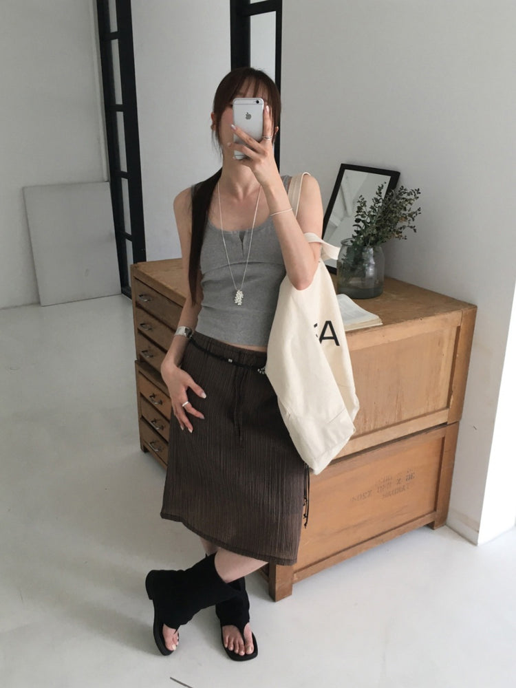 U領排鈕修身背心