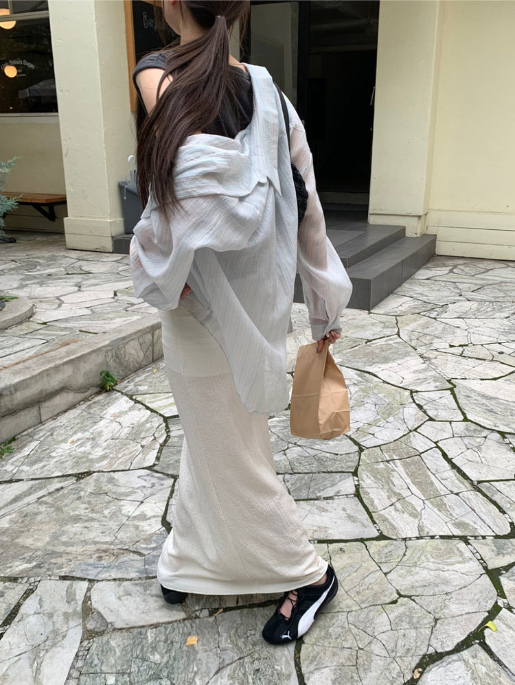 U領胸線排鈕上衣