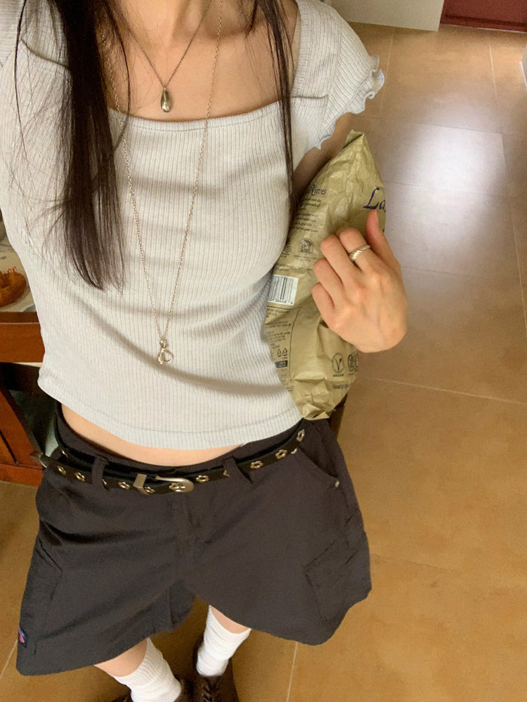 雙層木耳邊細節兩穿上衣