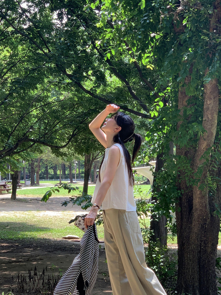 側單壓褶細節廓形褲