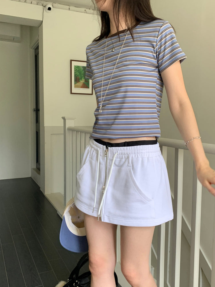 撞色條紋合身上衣