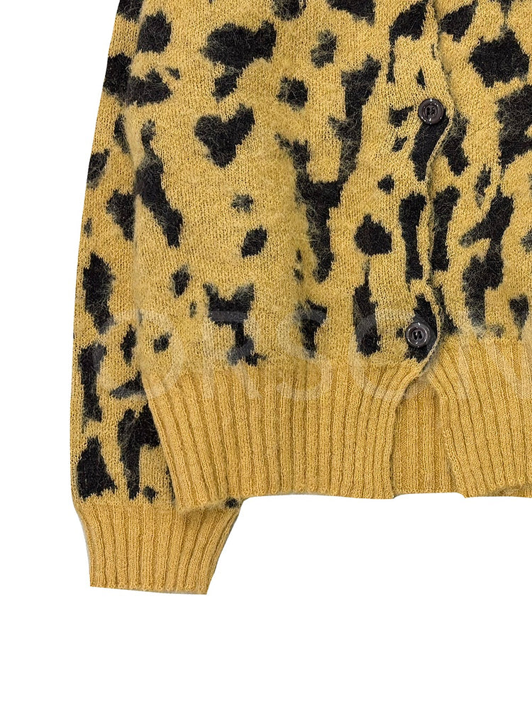 豹紋紋理細節針織外套