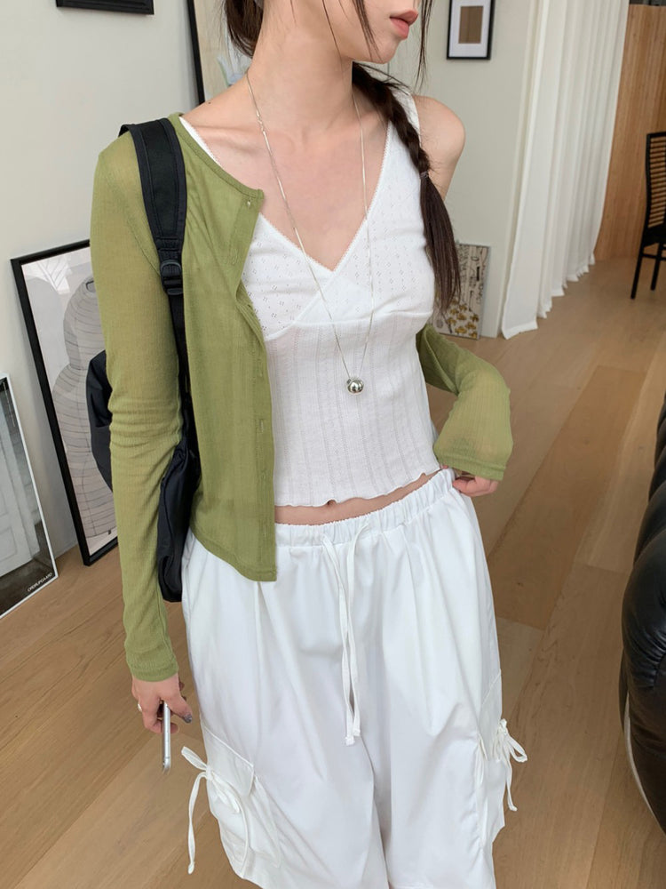 微透美色排鈕修身外套