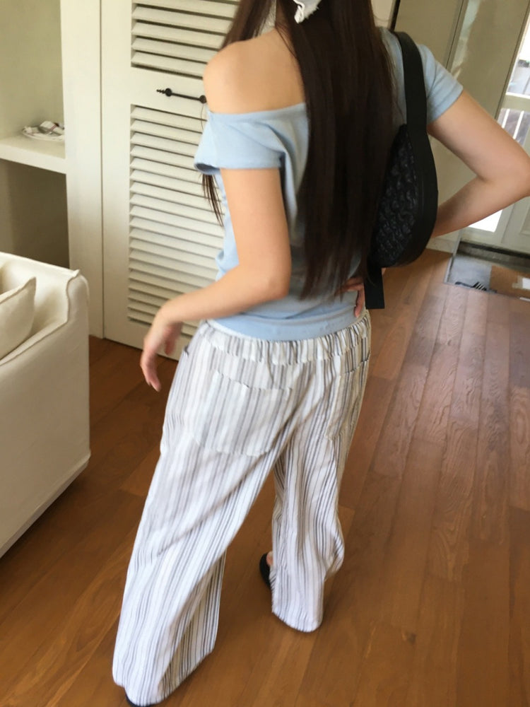 側露肩美色修身上衣