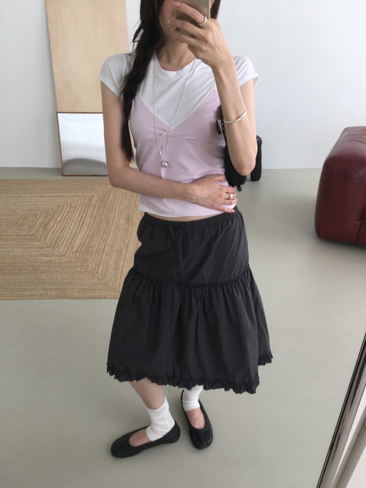 細腰頭綁帶細節蛋糕裙