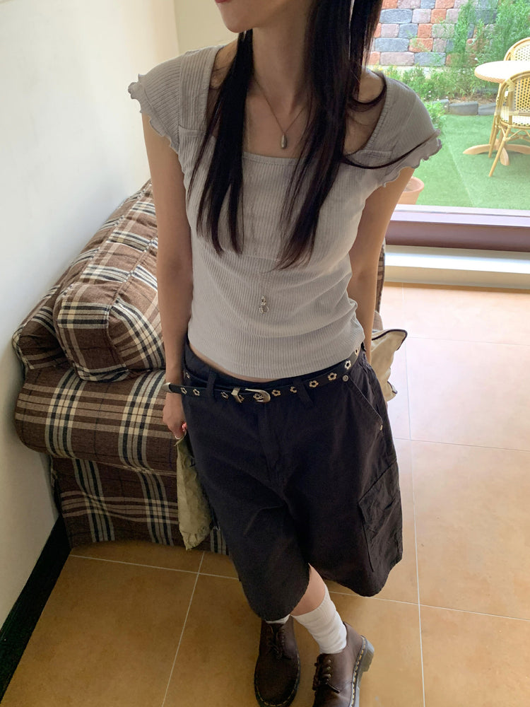 雙層木耳邊細節兩穿上衣