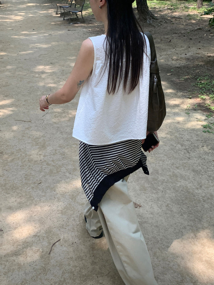 側單壓褶細節廓形褲