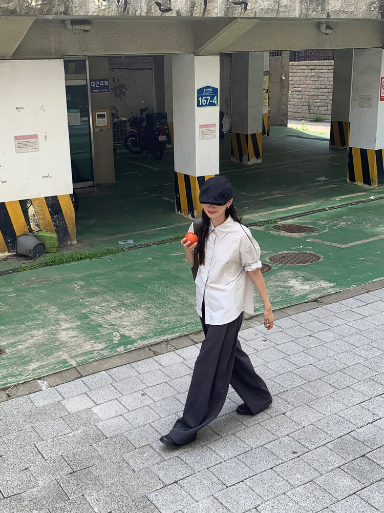 美色翻領短袖襯衫