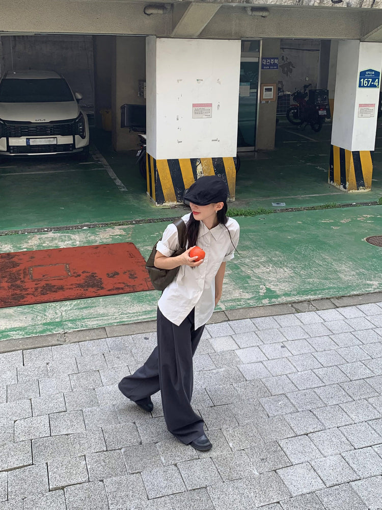 美色翻領短袖襯衫