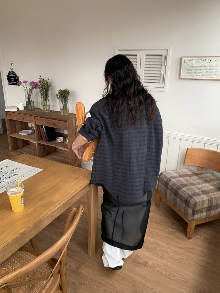 透膚鈕釦細節裙片式裙