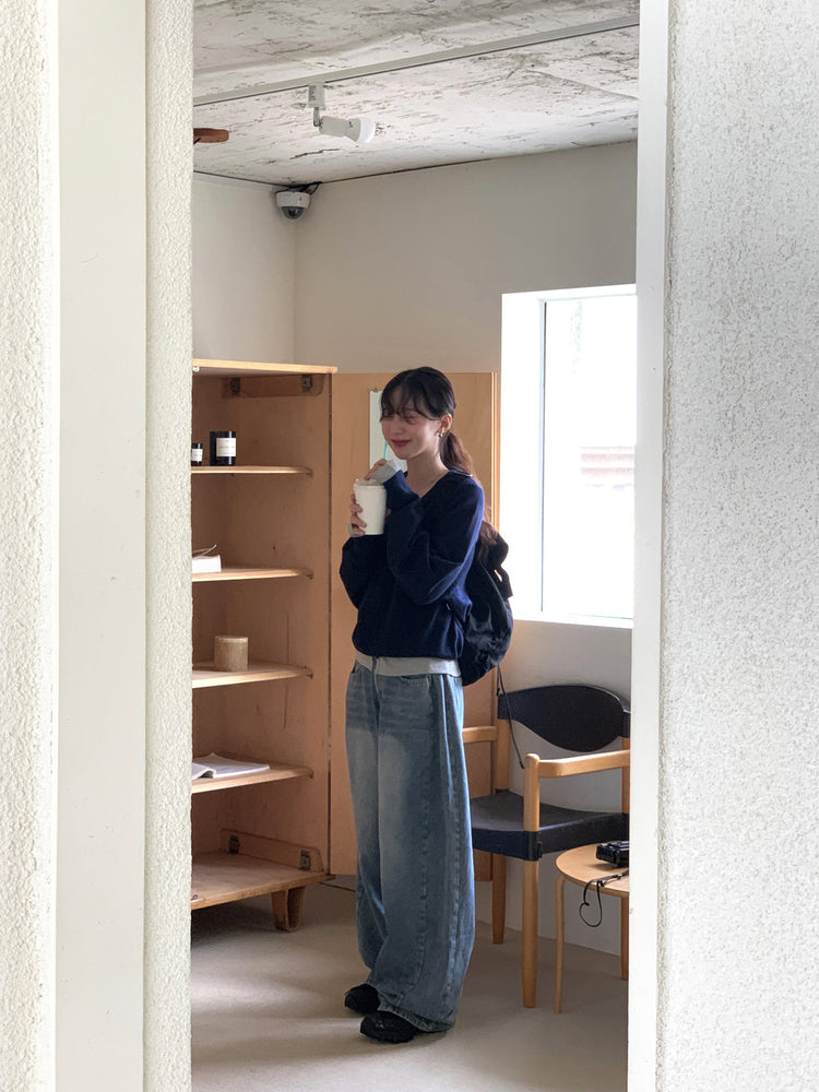美色基礎V領針織上衣