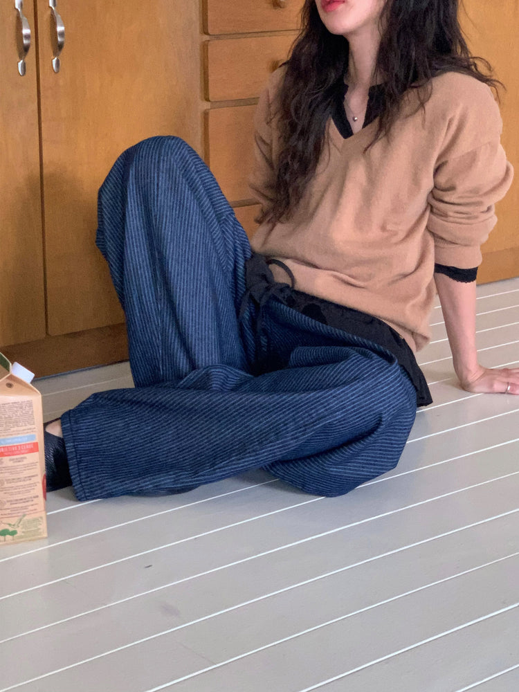 羊毛基礎束口針織上衣