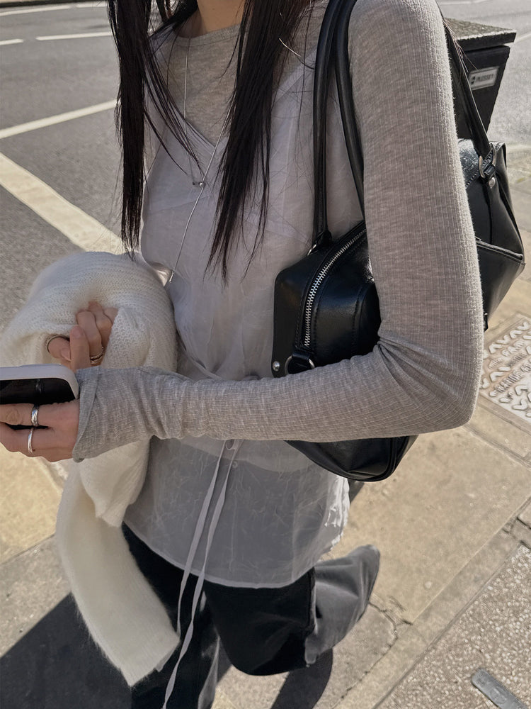 天絲美色銀標微透膚上衣