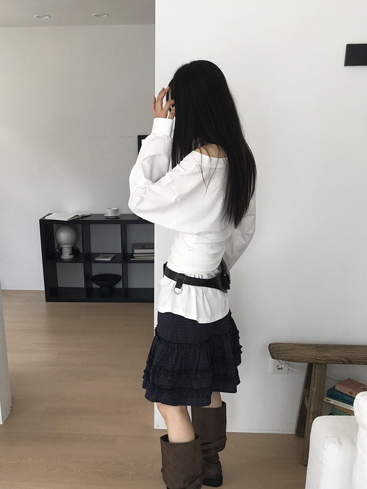 斜肩基礎舒適感上衣