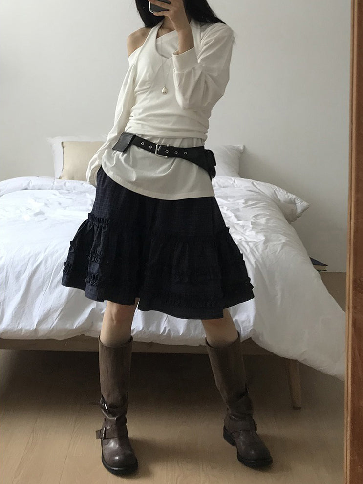 斜肩基礎舒適感上衣