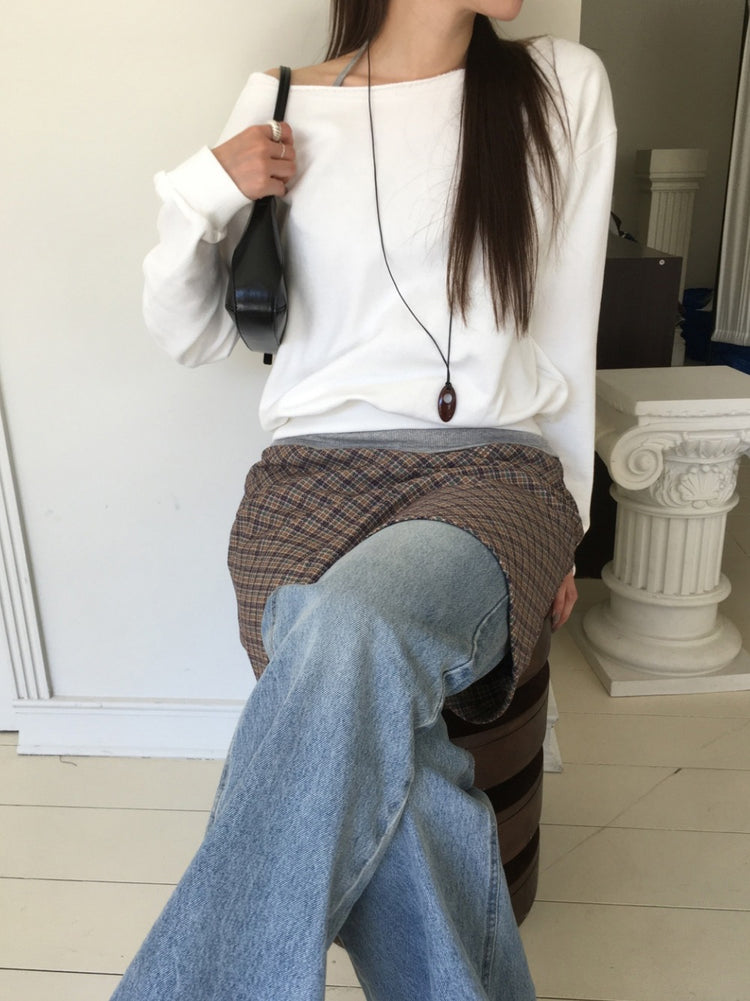 美色不修邊露肩上衣