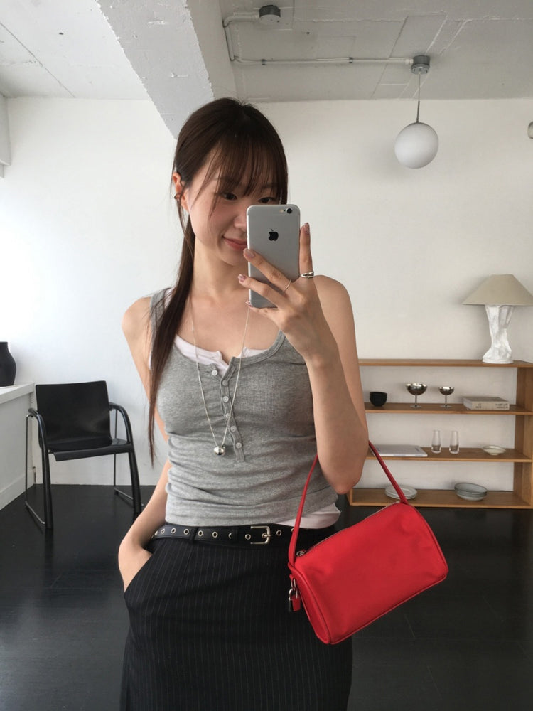 U領排鈕修身背心