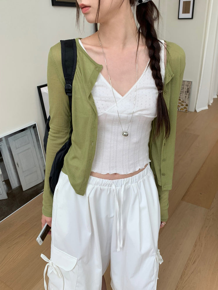 微透美色排鈕修身外套