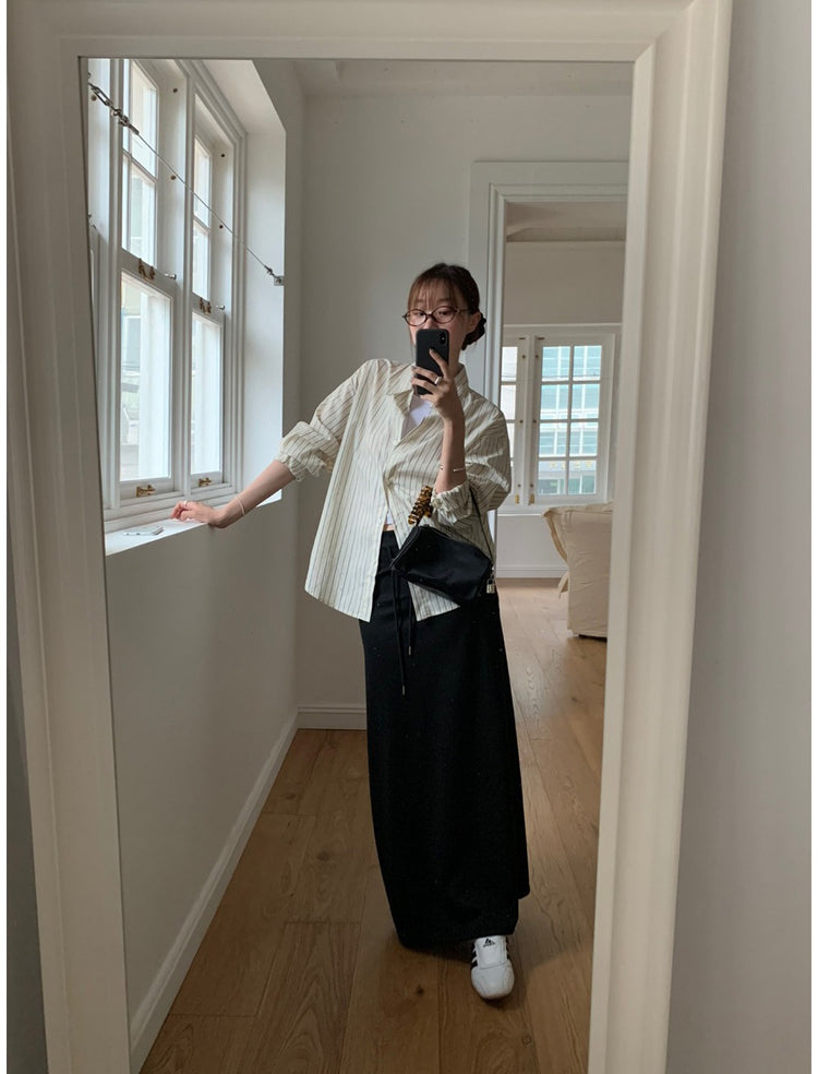 美色條紋寬鬆襯衫