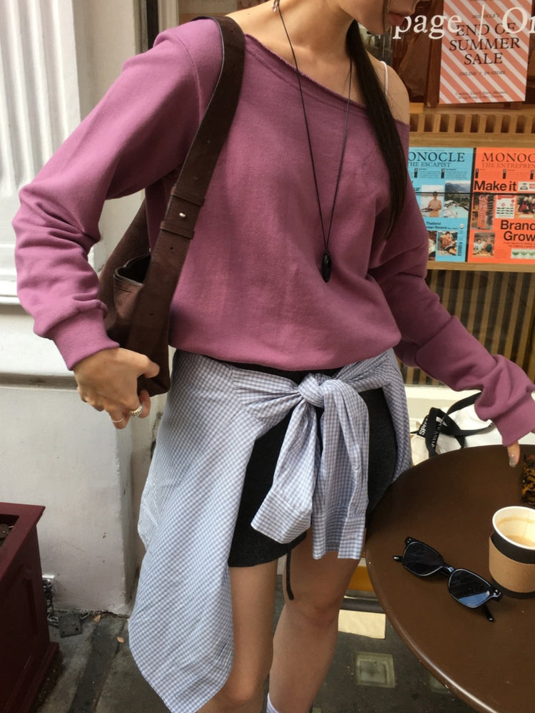 美色不修邊露肩上衣