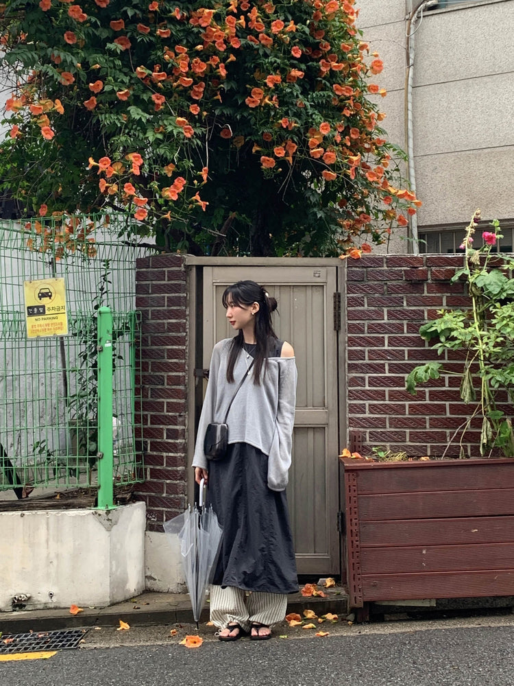舒適感條紋直褲