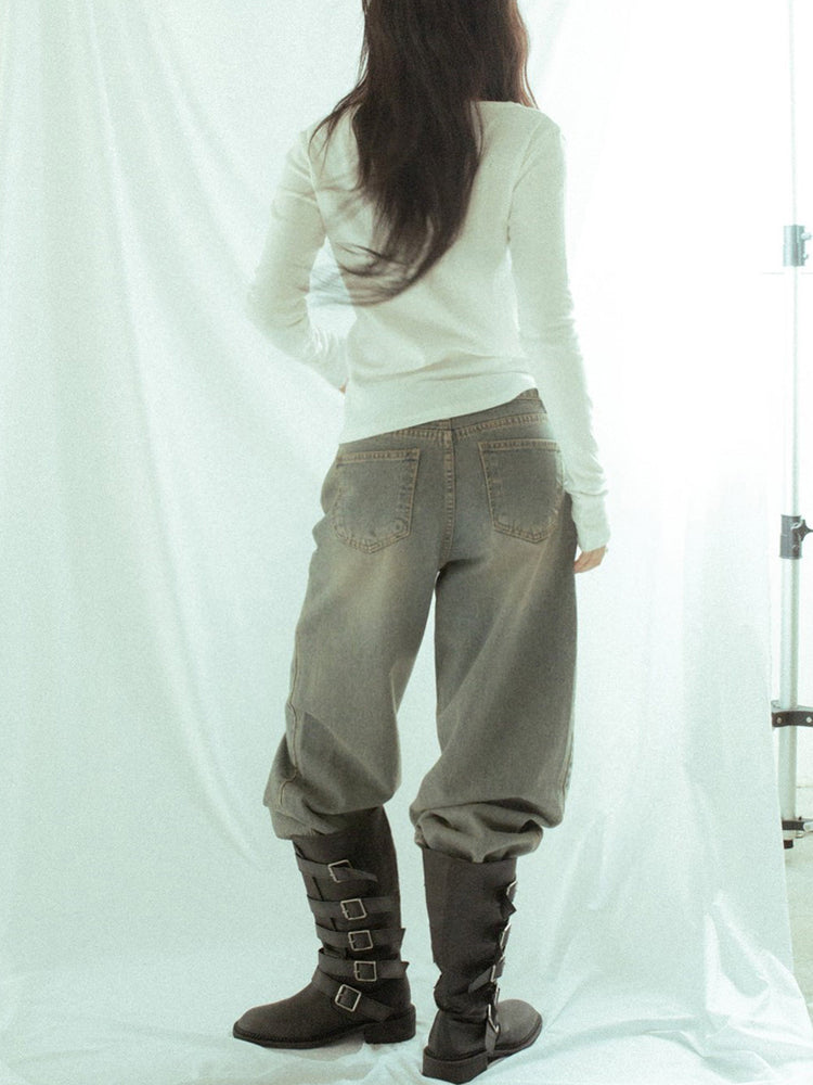 微透美色基礎袖細節上衣