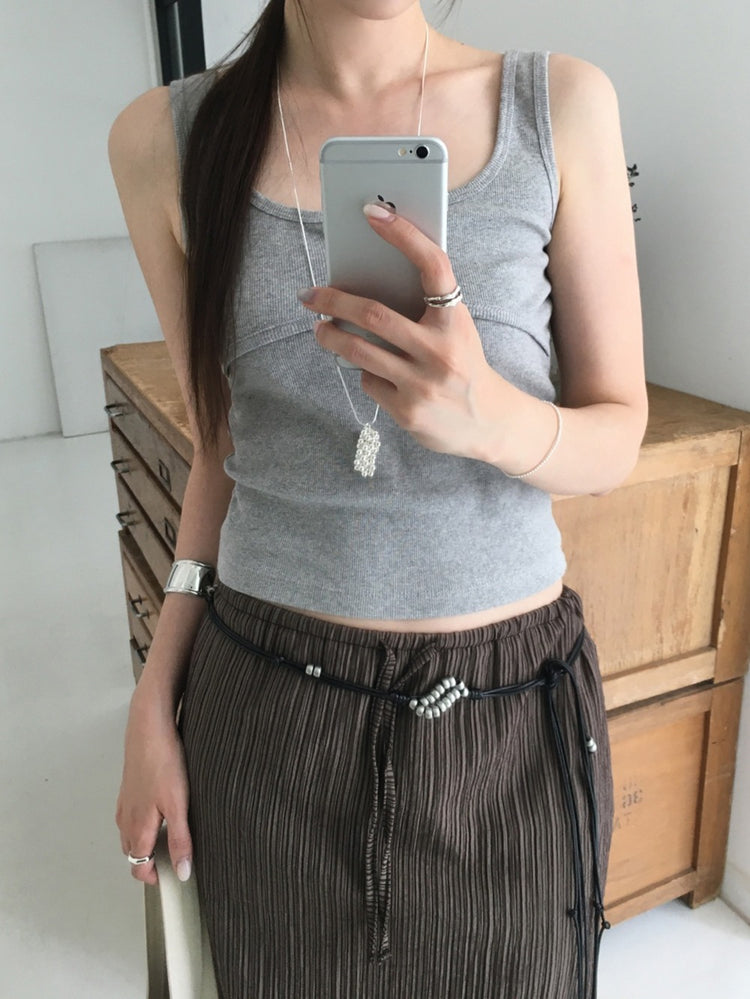 U領排鈕修身背心