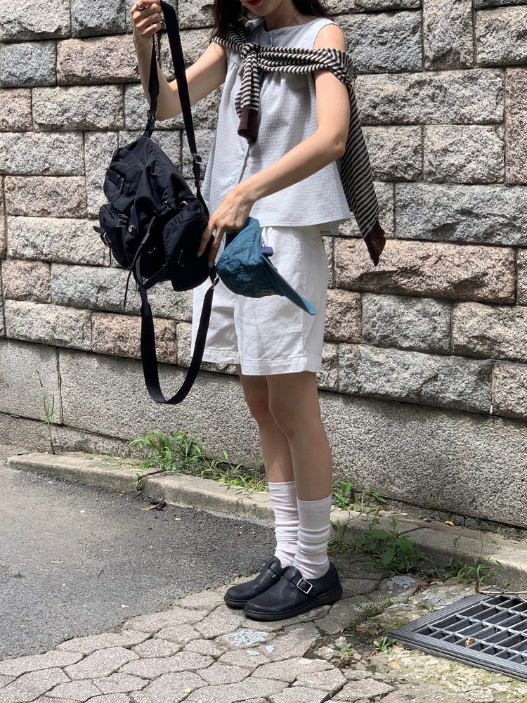 泡泡格紋紋理寬鬆排鈕背心