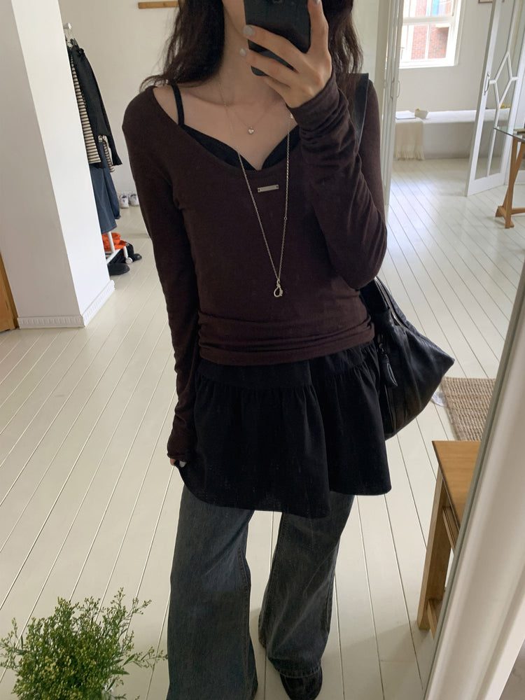 美色鐵扣前後兩穿上衣