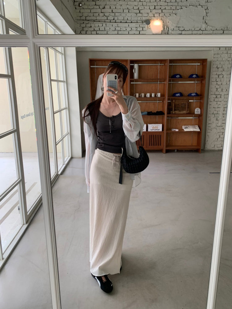 U領胸線排鈕上衣