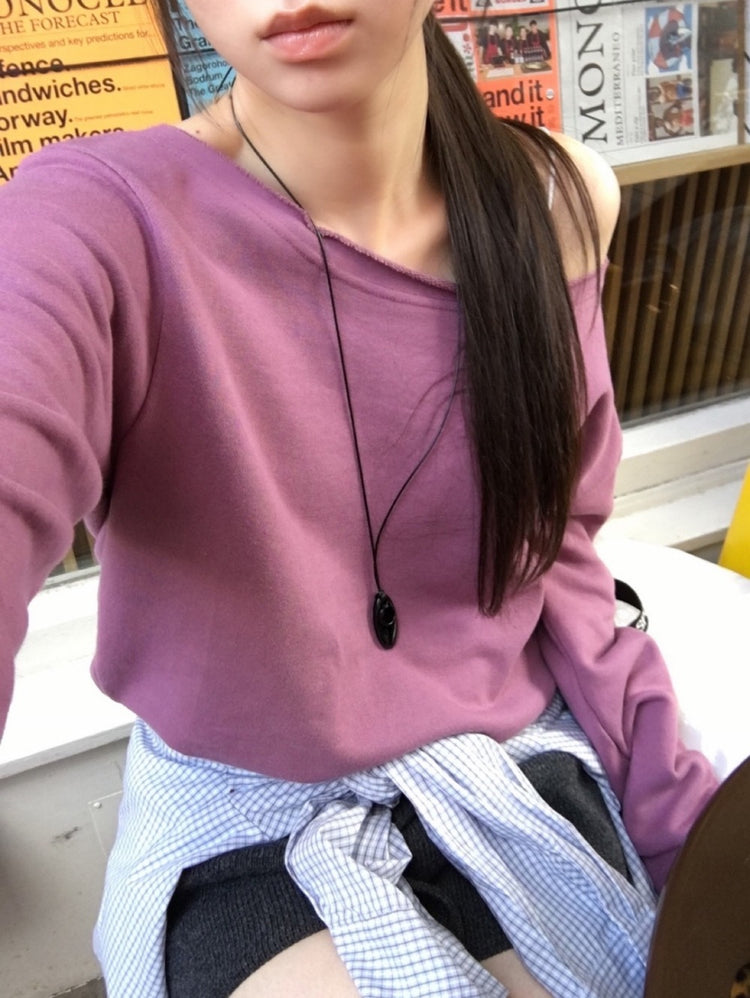 美色不修邊露肩上衣