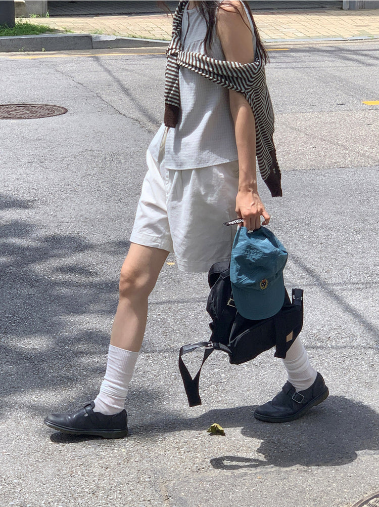 泡泡格紋紋理寬鬆排鈕背心