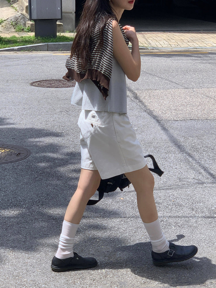 泡泡格紋紋理寬鬆排鈕背心