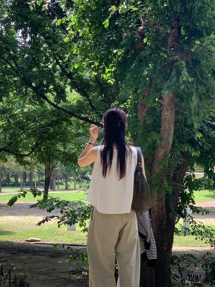側單壓褶細節廓形褲