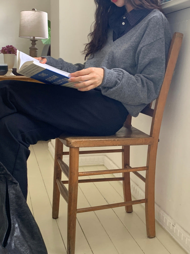 羊毛基礎束口針織上衣