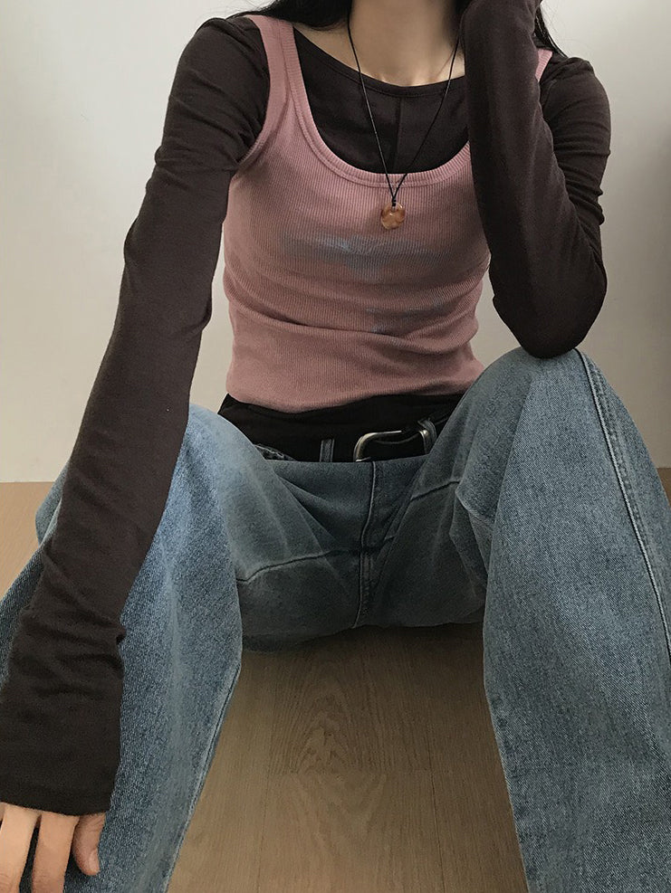 美色鐵扣前後兩穿上衣