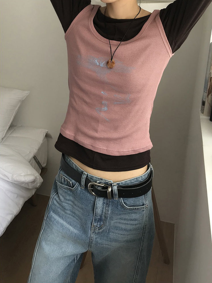 美色鐵扣前後兩穿上衣