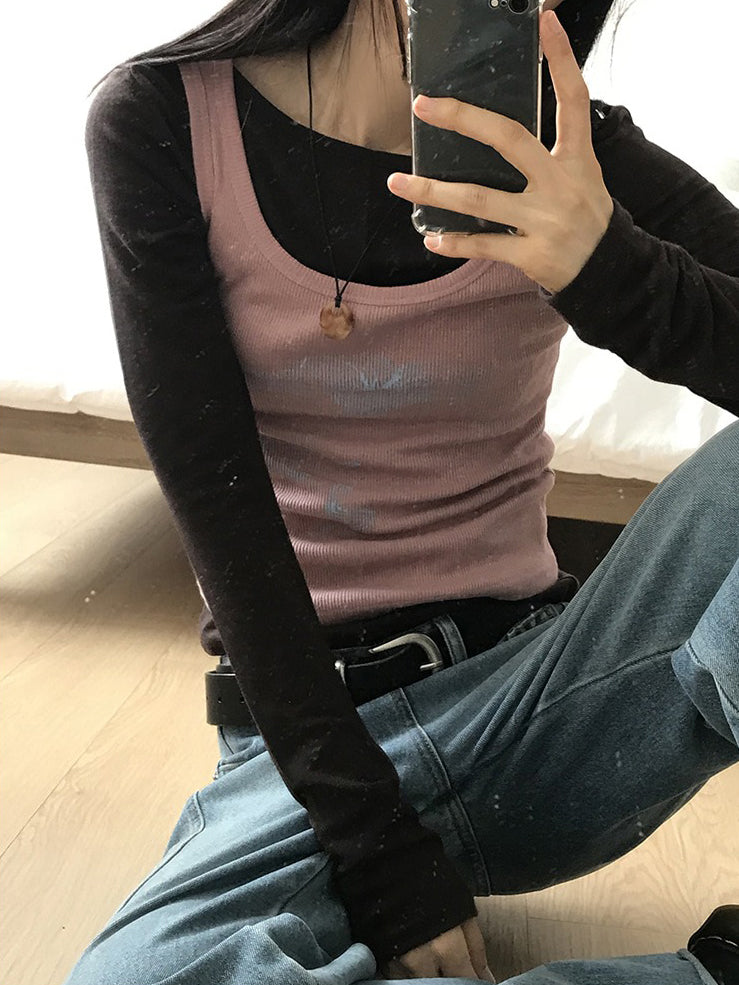 美色鐵扣前後兩穿上衣