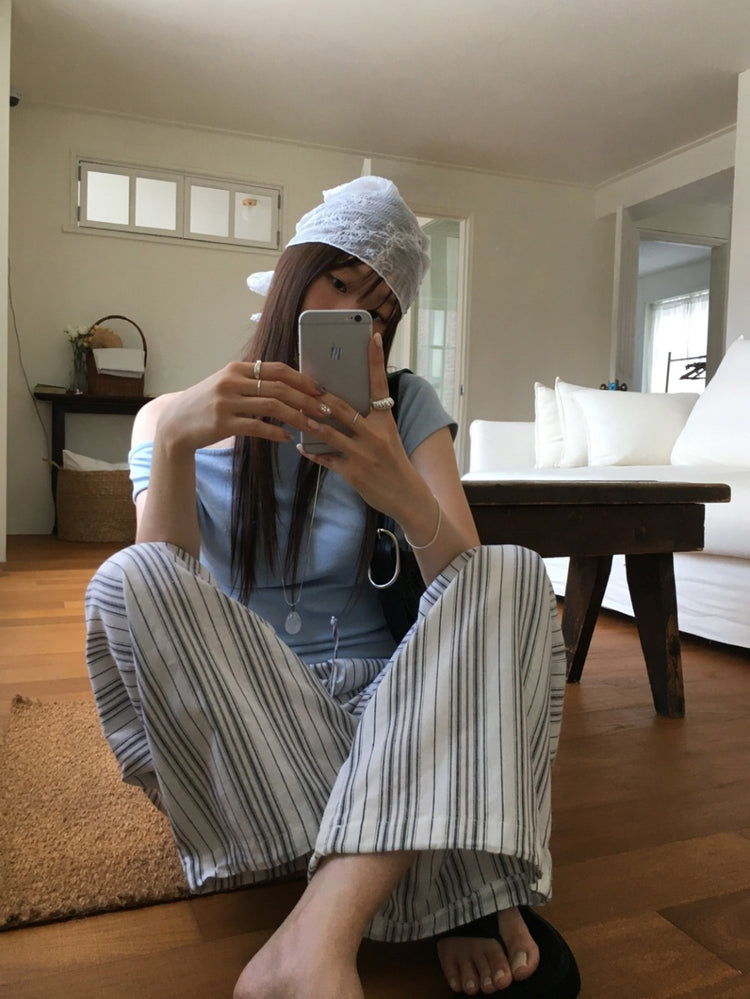 側露肩美色修身上衣