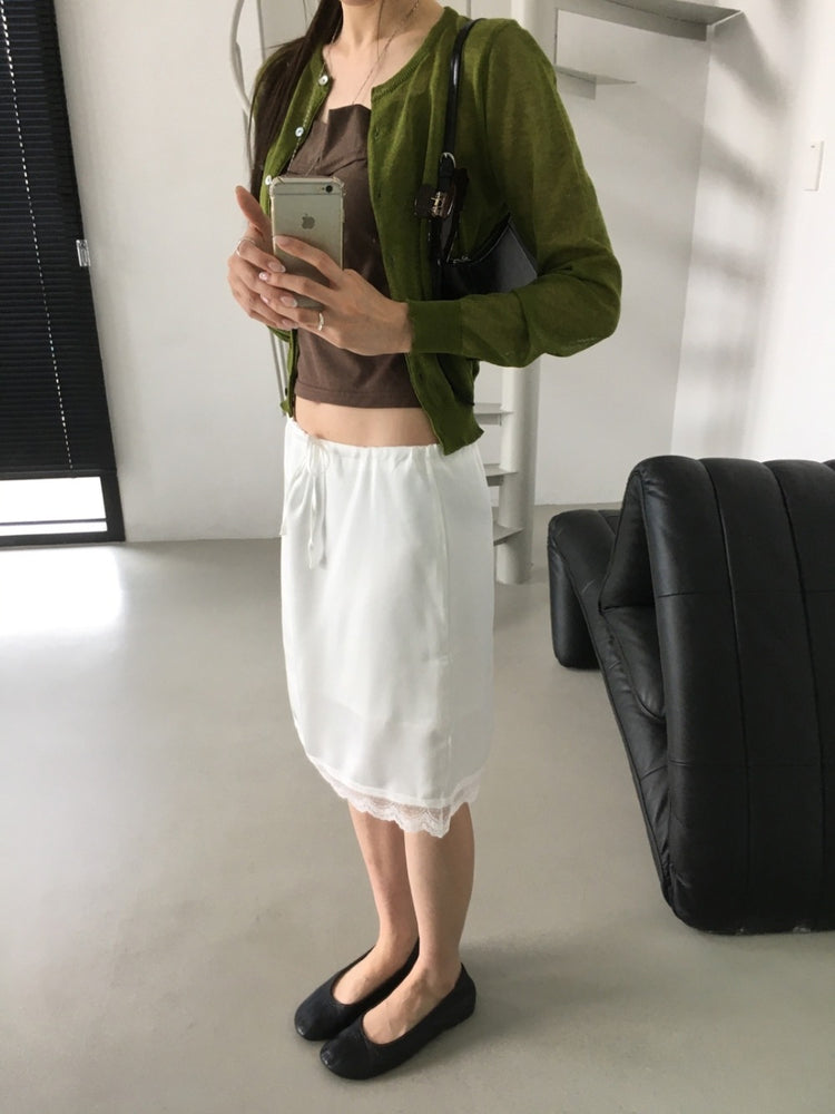 高質光澤美色蕾絲邊細節半裙