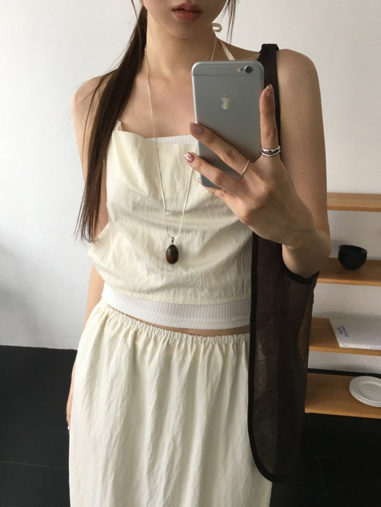 美色暗紋平口上衣
