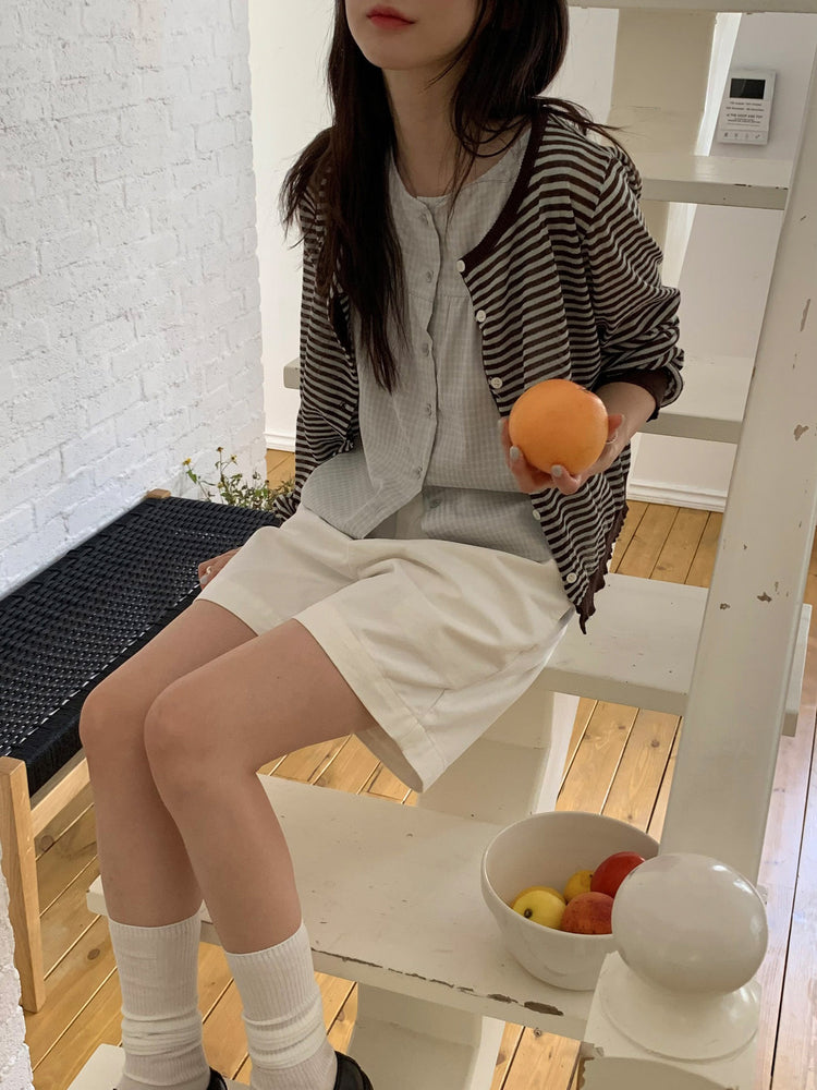 泡泡格紋紋理寬鬆排鈕背心