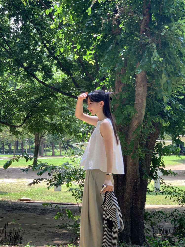 側單壓褶細節廓形褲