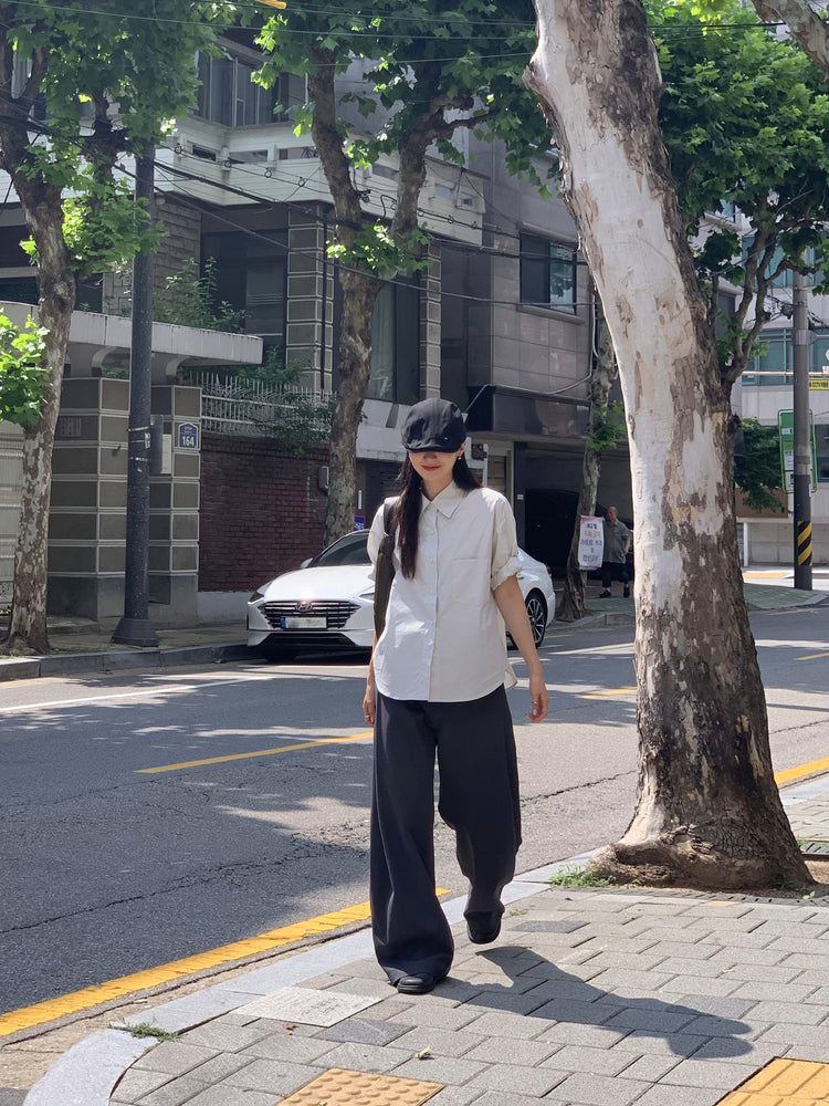 美色翻領短袖襯衫