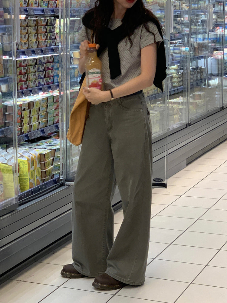 美色背口袋細節直褲