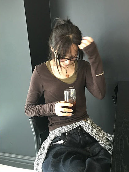 美色鐵扣前後兩穿上衣