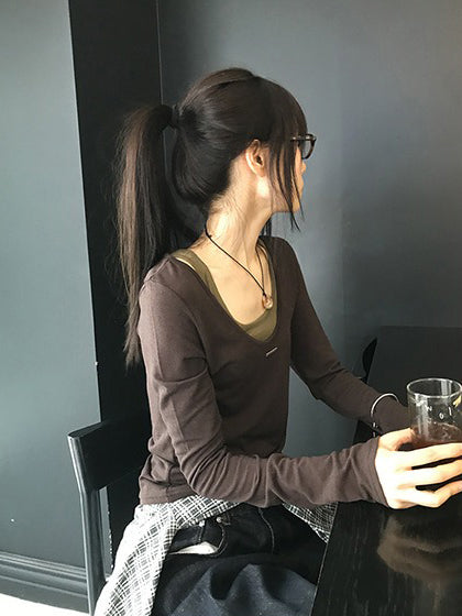 美色鐵扣前後兩穿上衣